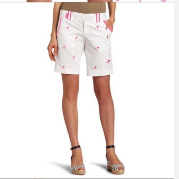 Lily Pulitzer white pink flamingo shorts 2 - Picture 2 of 9